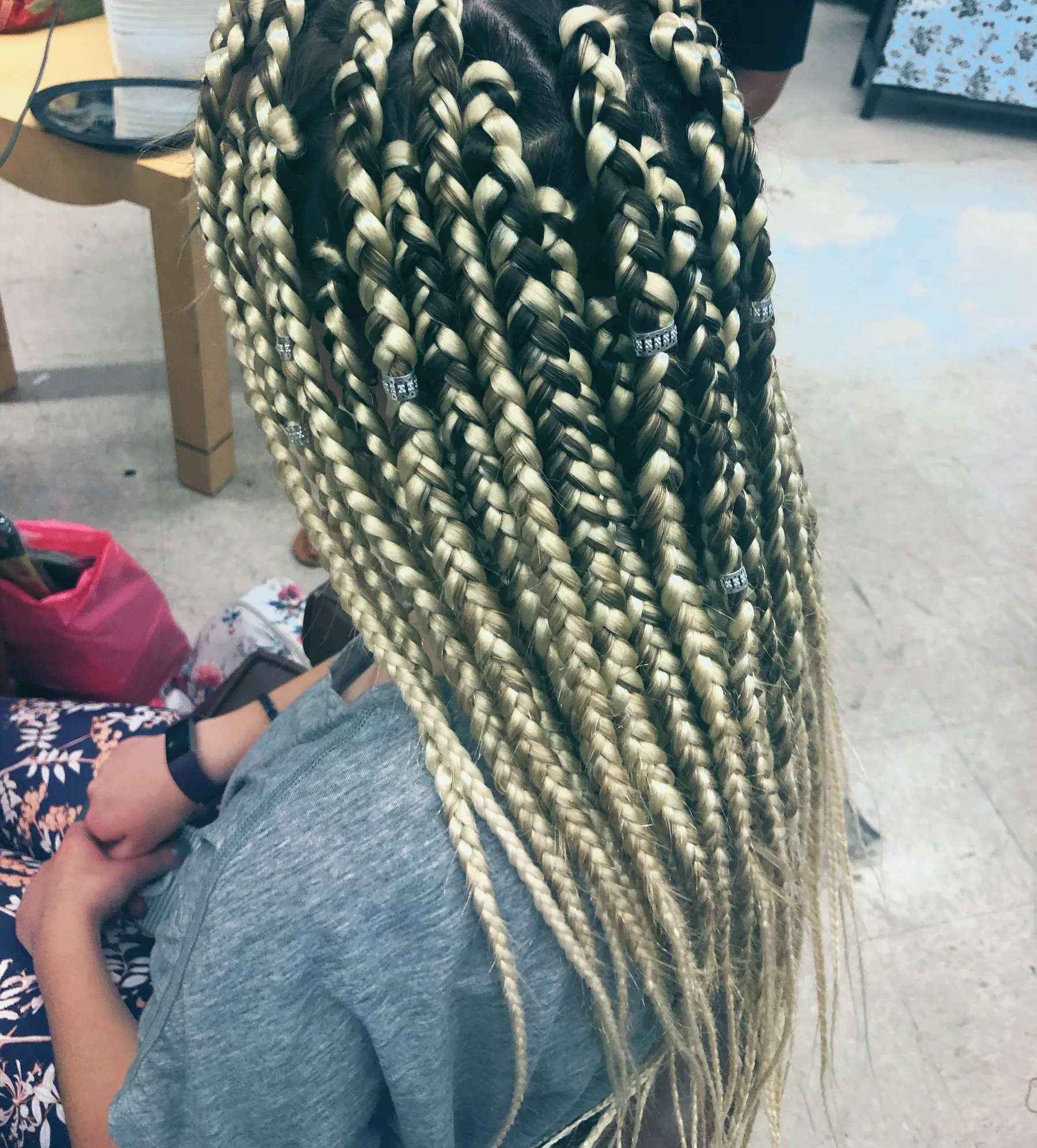 Long blonde ombré box braids